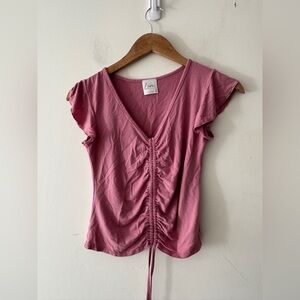 Livi by Olivia Rae Pink Ruched Short Sleeve Top